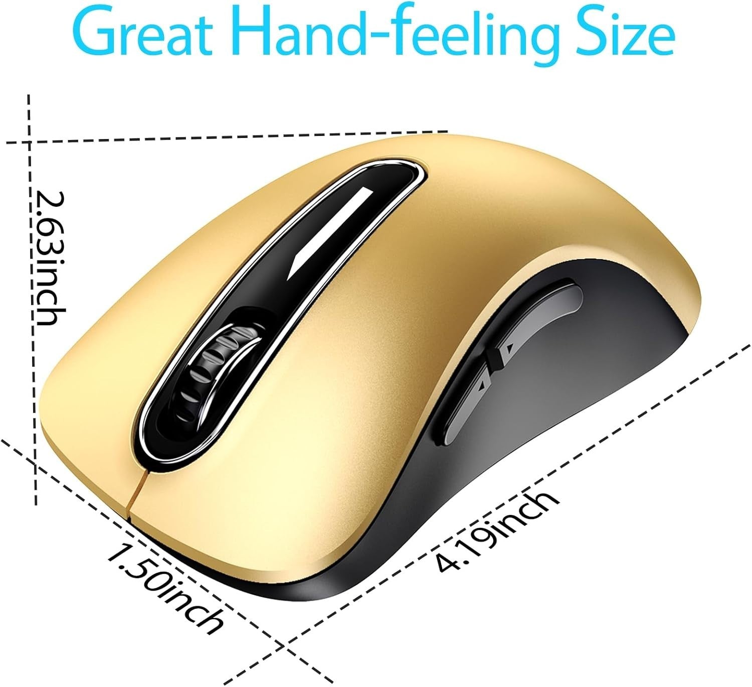 Gold Wireless Mouse 1400 DPI USB 2.4G 5-Button Ergonomic Laptop
