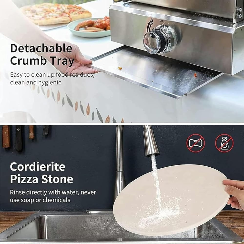 Stainless Steel Electric Pizza Oven | 360° Heating Commercial Pizza Maker 500°C