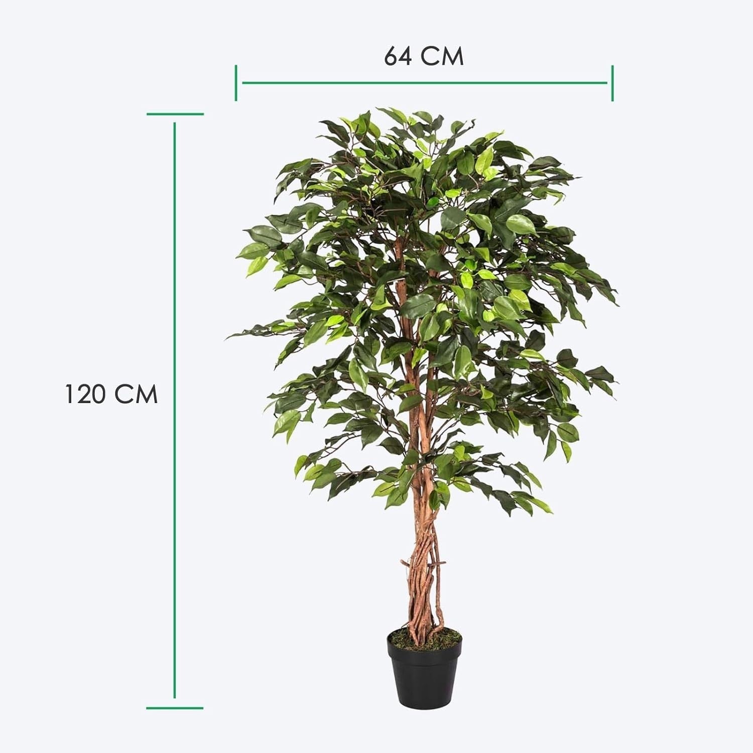 4ft Artificial Ficus Tree with Real Wood Trunk Lifelike Indoor Green Plant Décor