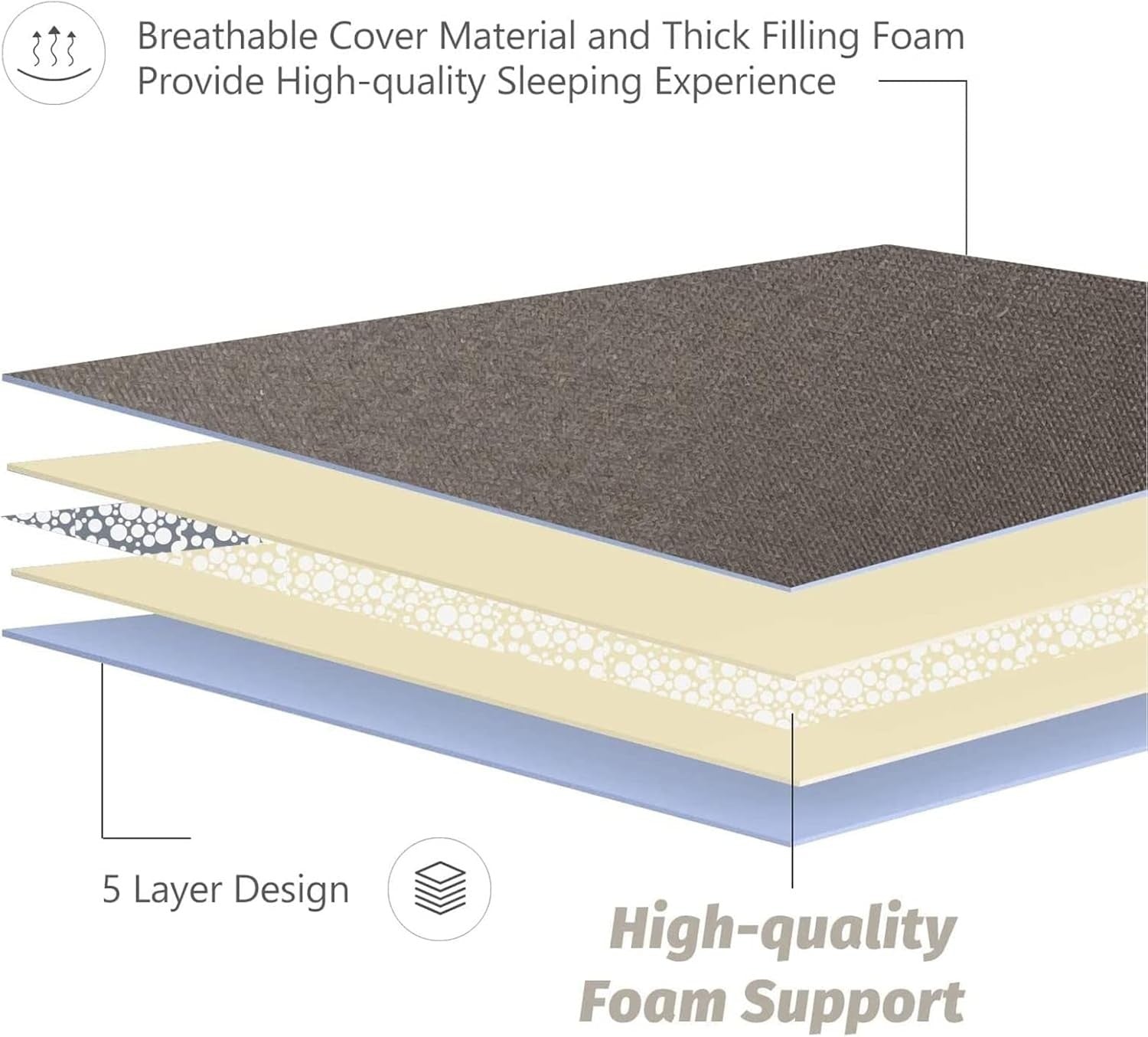 Grey Double Foldable Futon Mattress | Thick Tatami Sleep Pad, Portable Lounger