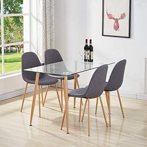 Modern Rectangular Glass Dining Table with Wood Style Legs 4 6 Seater 120cm