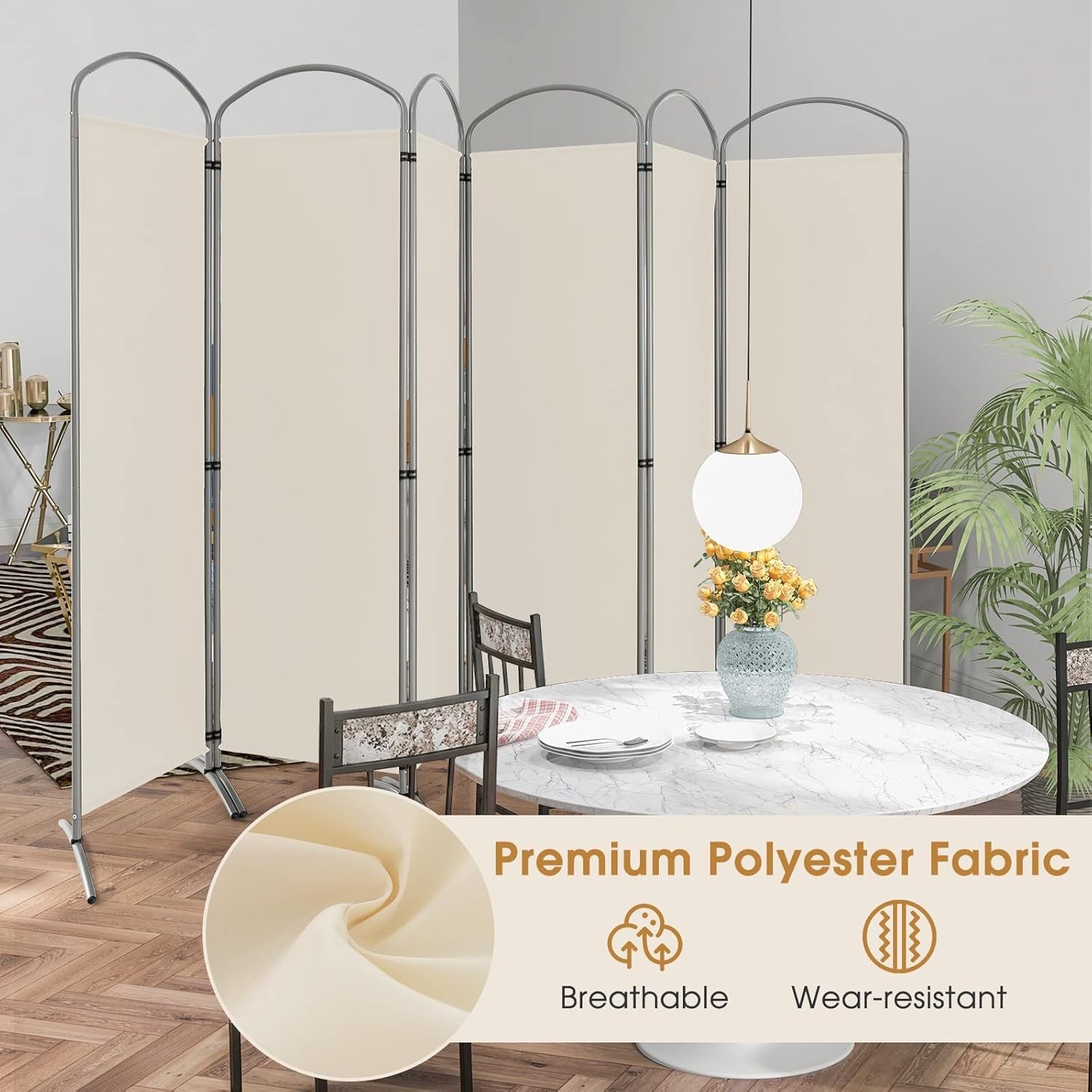 6 Panel White Folding Room Divider Privacy Screen Freestanding Partition 331x188