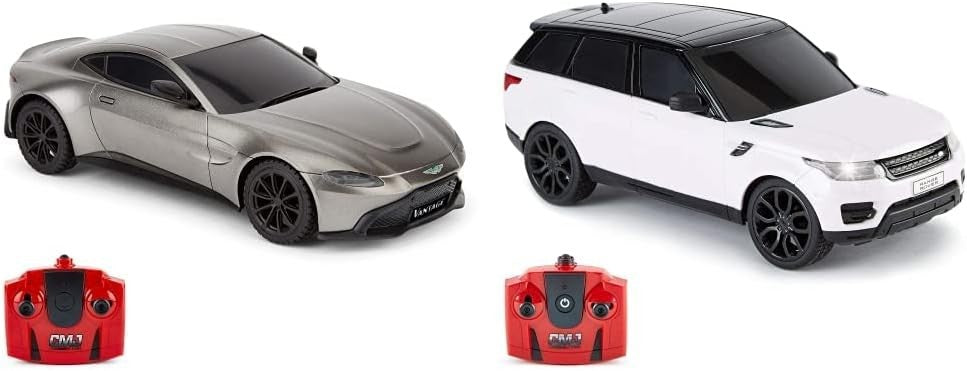 1:24 Scale Grey & Silver Sports RC Cars Set, Remote Control Vehicles with LED Li