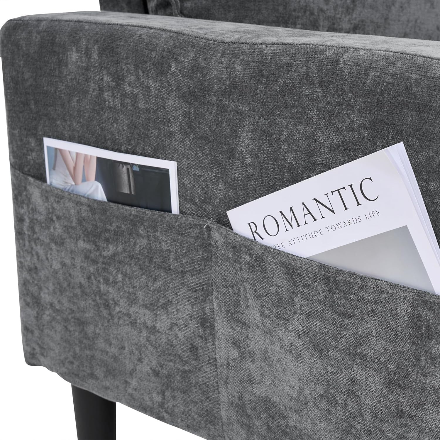 3-4 Seater Grey L-Shaped Sofa with Reversible Chaise, USB Ports & Cup Holders