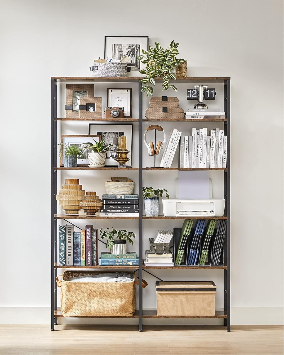 Industrial 6-Tier Tall Bookcase | Extra-Large Storage Shelf Unit 170cm Metal Woo