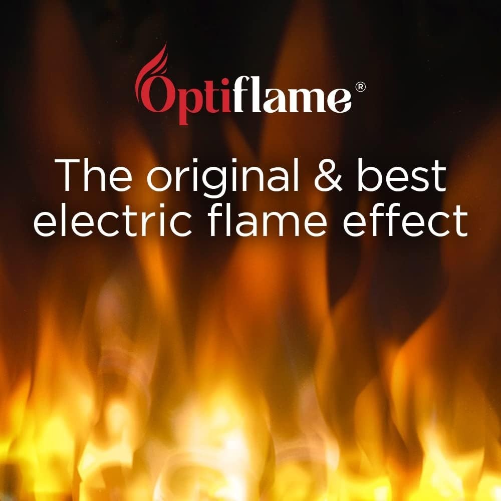 Wall Mounted Electric Fireplace Black Glass LED Flame 2kW Heater Timer