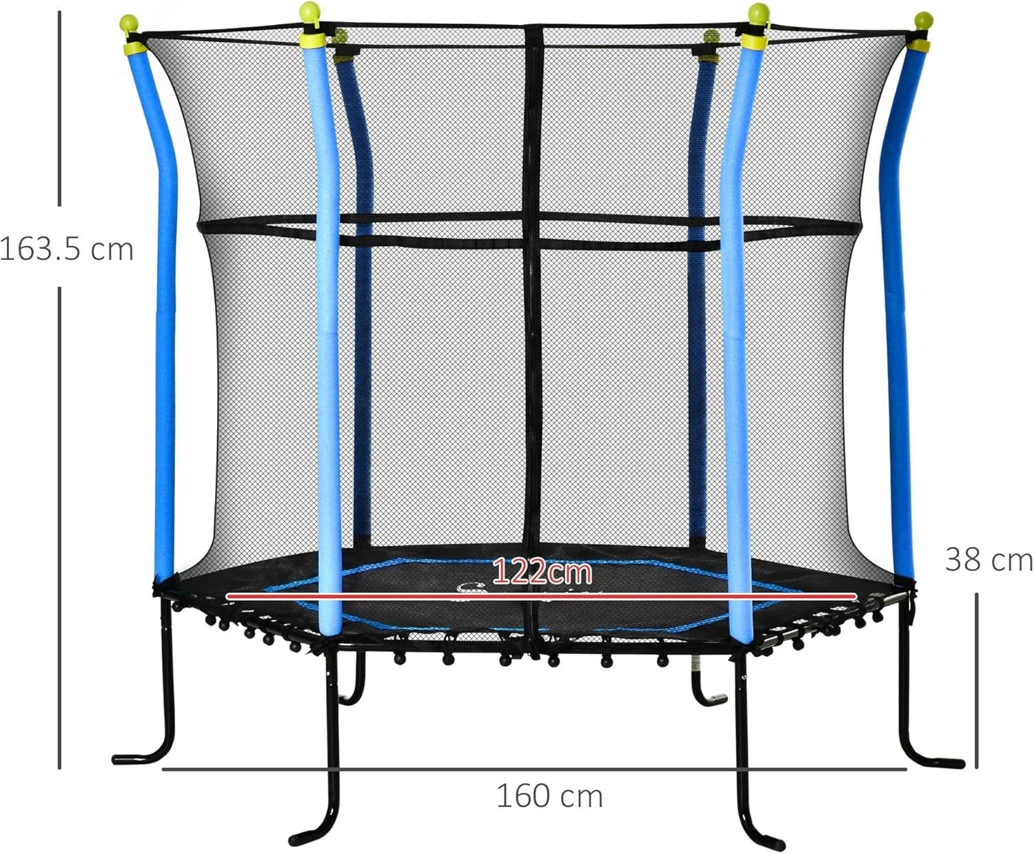 5.4FT Kids Trampoline with Enclosure Net Springless Indoor Play 60KG