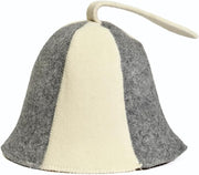 White Grey Sauna Hat – 100% Organic Wool Felt, Heat Protection for Banya