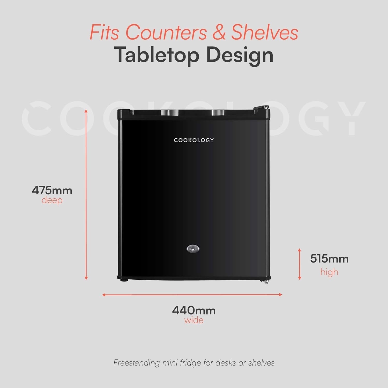 42L Mini Fridge Countertop Compact Reversible Door Black