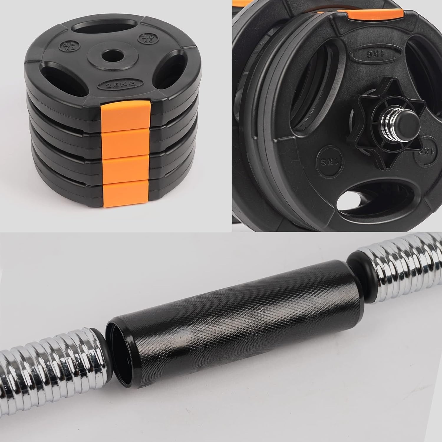 2-in-1 Adjustable Dumbbell Barbell Set Up to 15kg Home Gym Strength Weights