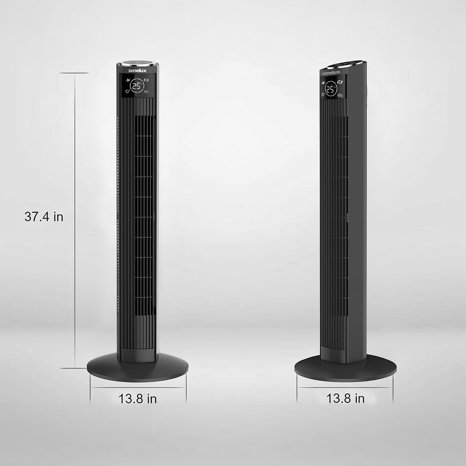 36" Tower Fan – Quiet Oscillating Cooling Fan w/ Remote Control Black & Silver