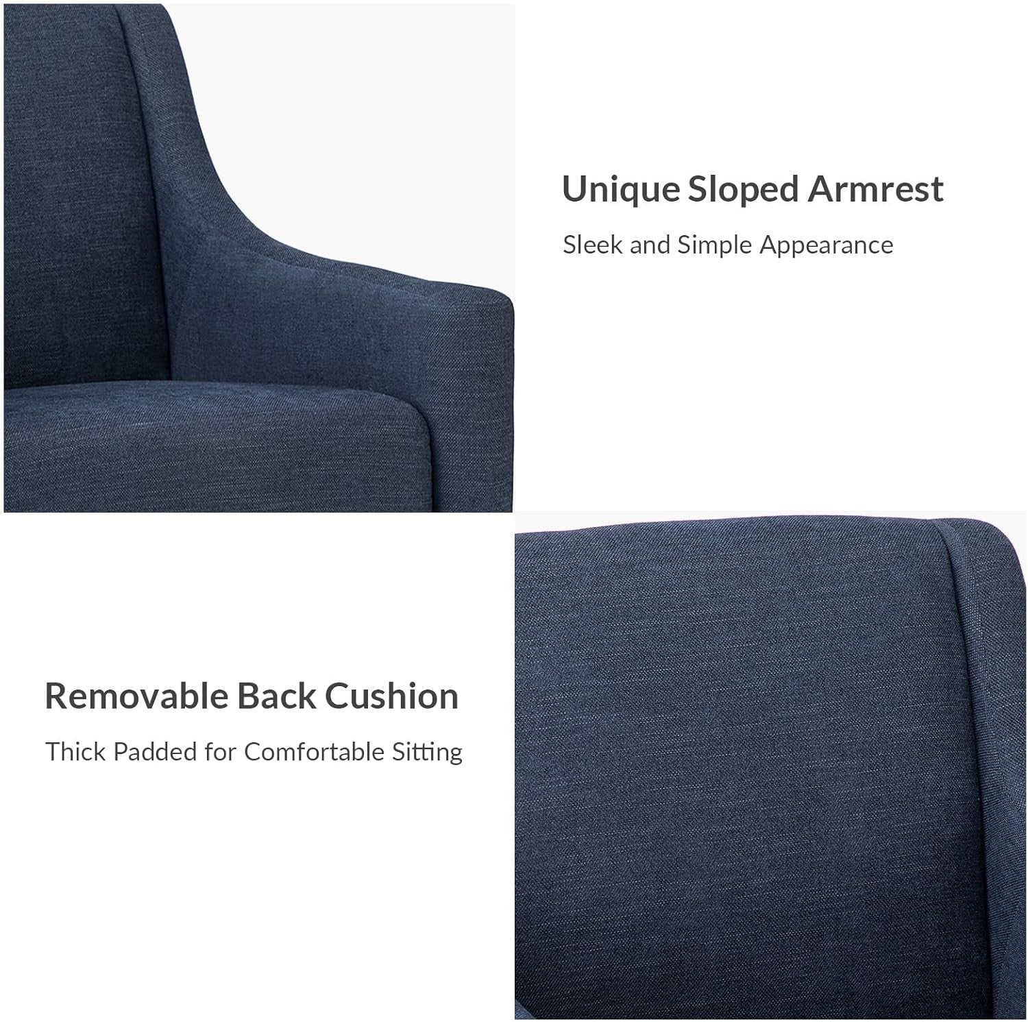 2x Navy Armchairs Set Modern Upholstered Accent Lounge Chairs for Living Room