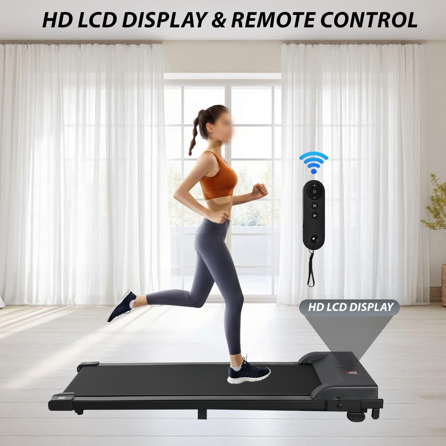 Under Desk Treadmill 4% Incline Home Walking Pad LED Remote Fitness