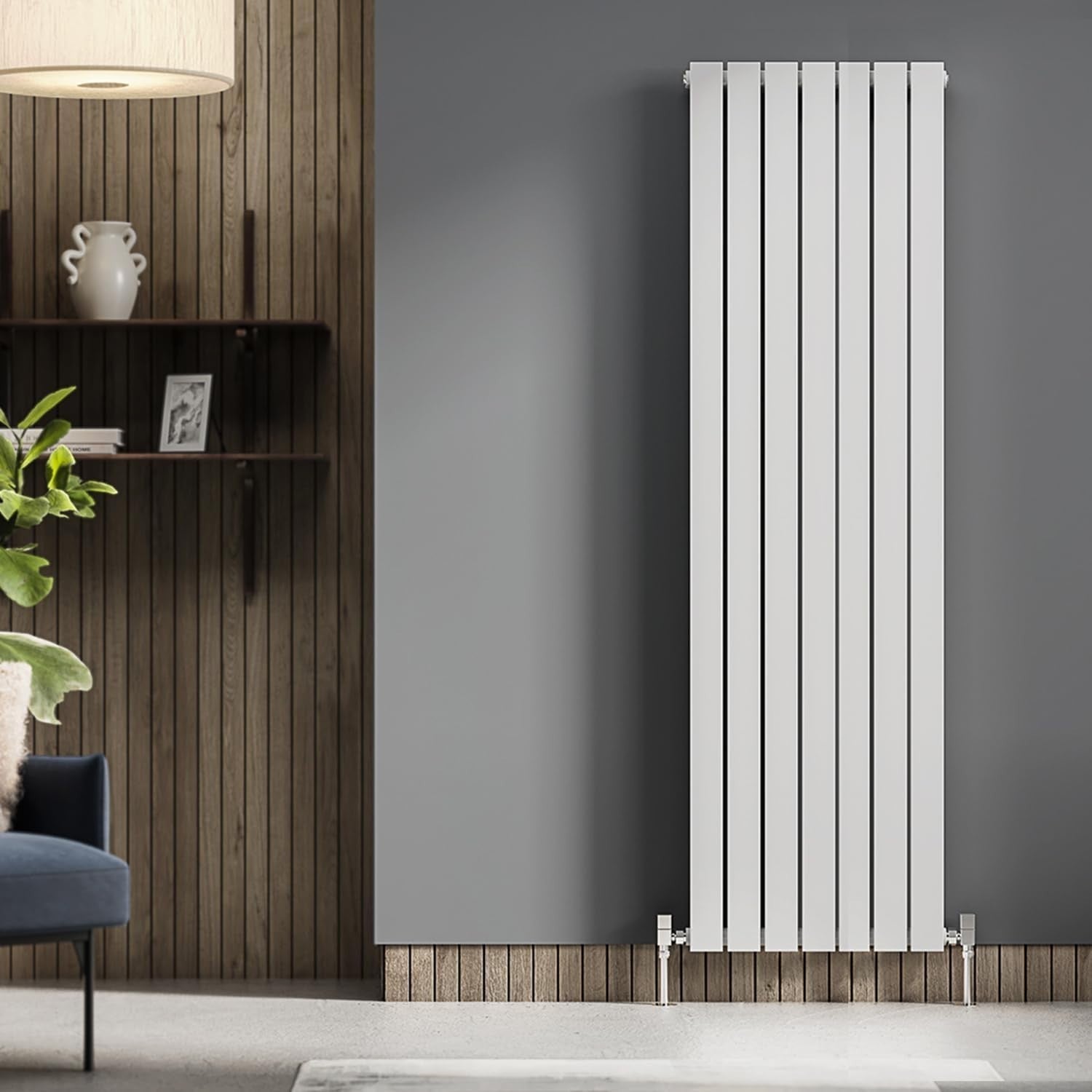 1800x475mm White Vertical Radiator Double Column Flat Panel Wall Mounted