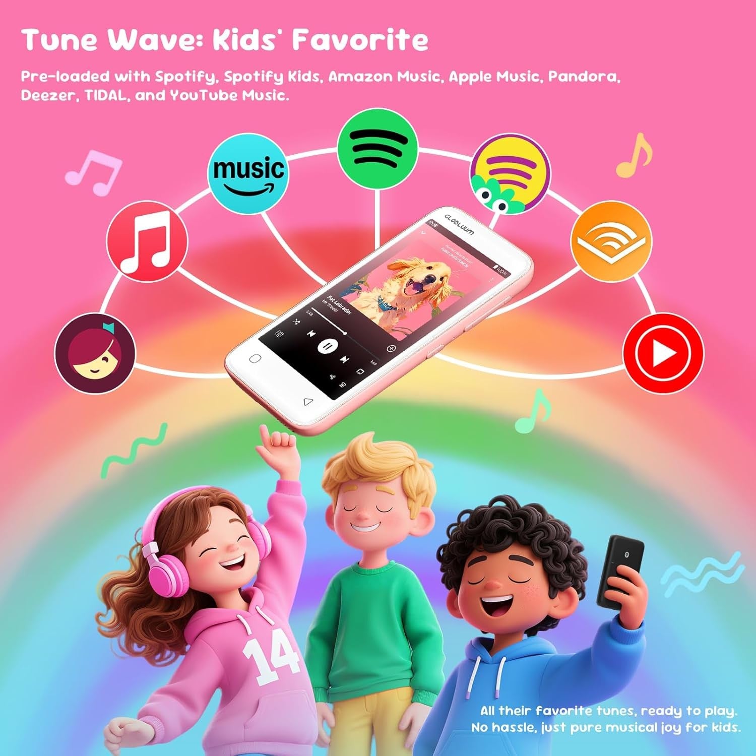 80GB Kids MP3 MP4 Player 4" Touch WiFi Bluetooth Parental