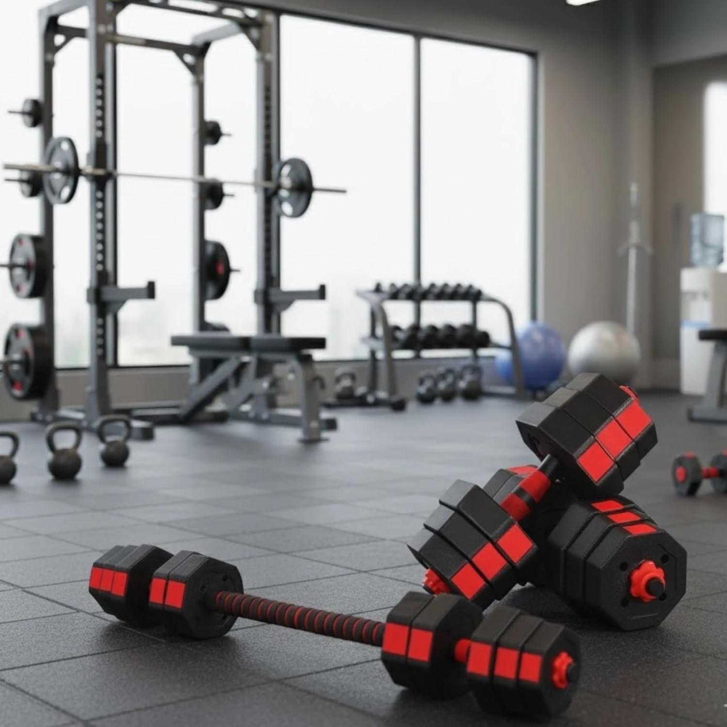 50kg Adjustable Dumbbell Barbell Set Anti Roll Octagonal Home Gym Weights