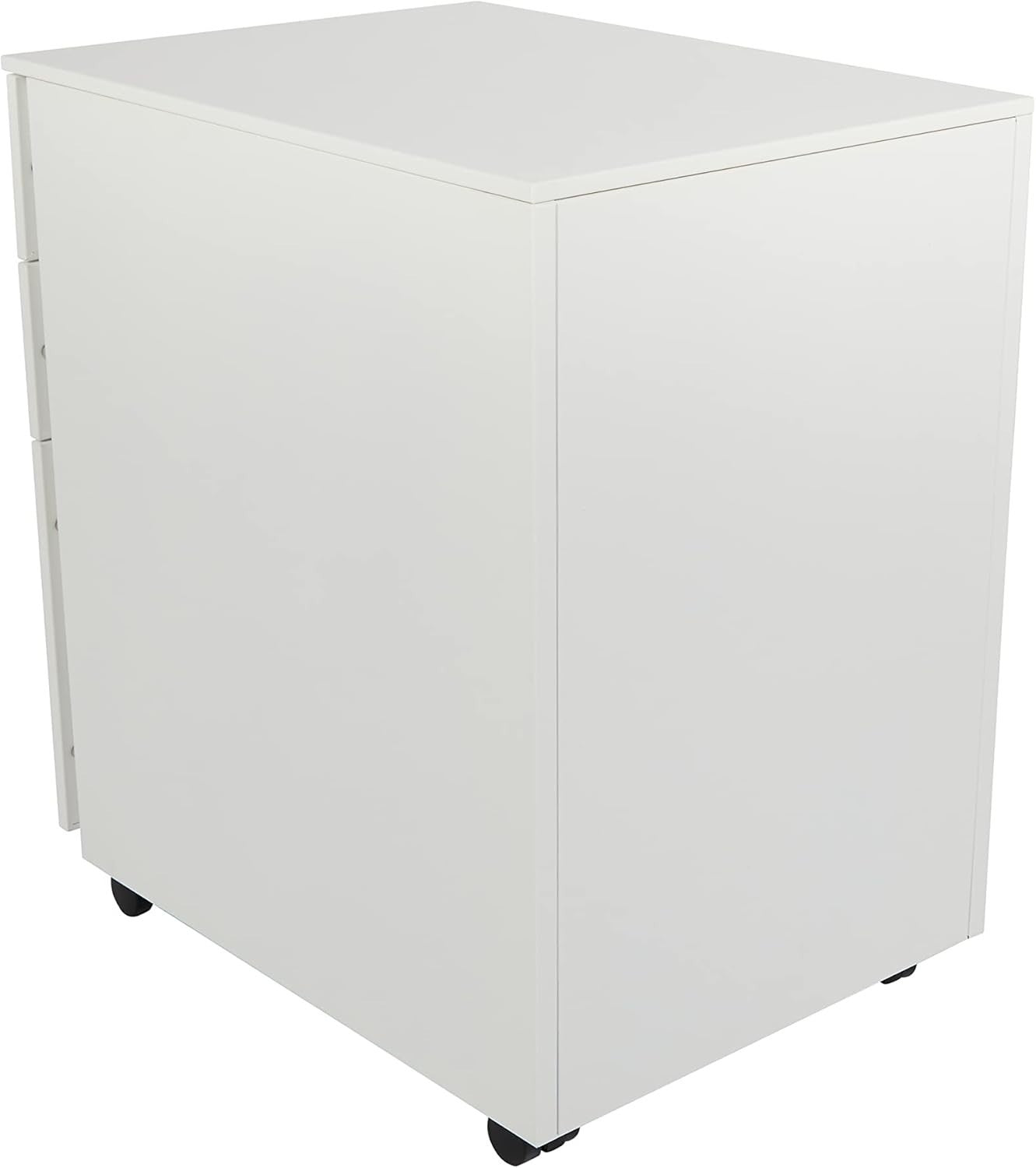White Narrow Under Desk Filing Cabinet 3 Drawer Lockable 60cm