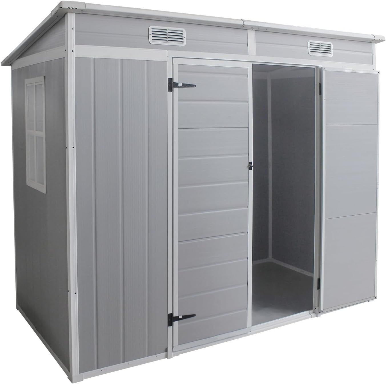 Plastic Garden Storage Shed 6x4ft Waterproof Outdoor Tool Shed with Floor Grey
