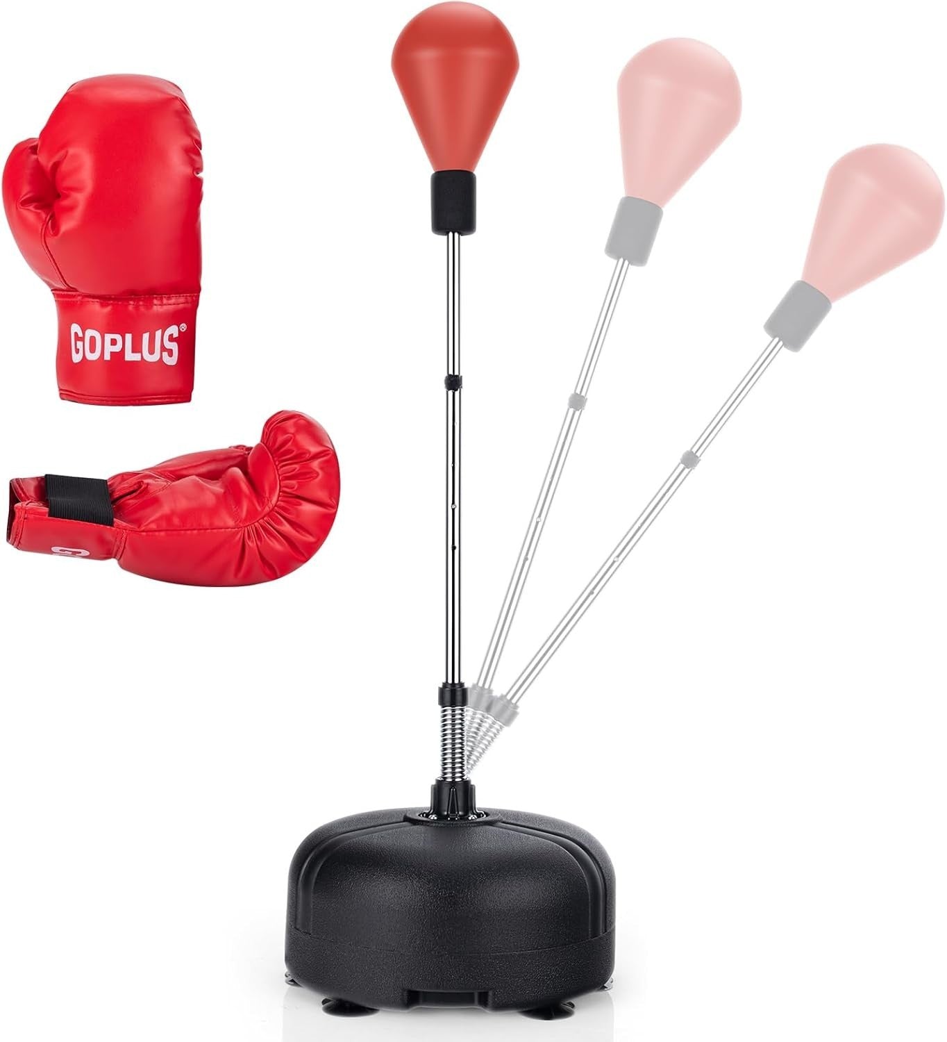 Freestanding Boxing Reflex Bag Adjustable Height Punch Ball Gloves Set