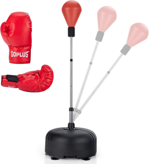 Freestanding Boxing Reflex Bag Adjustable Height Punch Ball Gloves Set