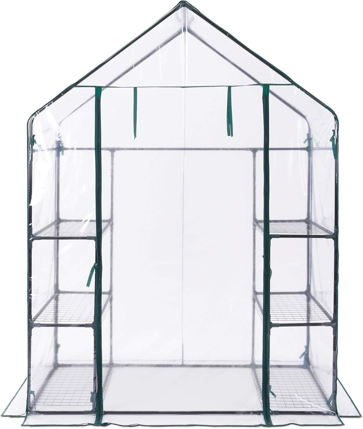 Walk-In Greenhouse with 6 Shelves | Weatherproof PVC Cover | Steel Frame