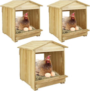 3 Compartment Wooden Chicken Nesting Box Wall Mount