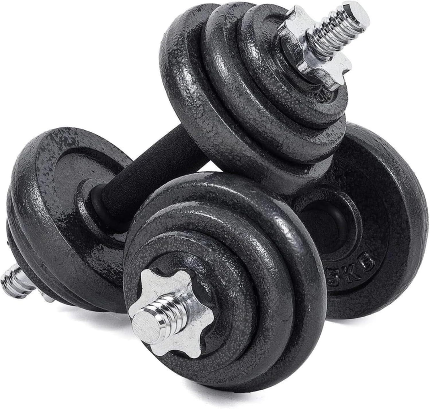 Adjustable Cast Iron Dumbbell Barbell Set 15kg–50kg Spinlock Home Gym