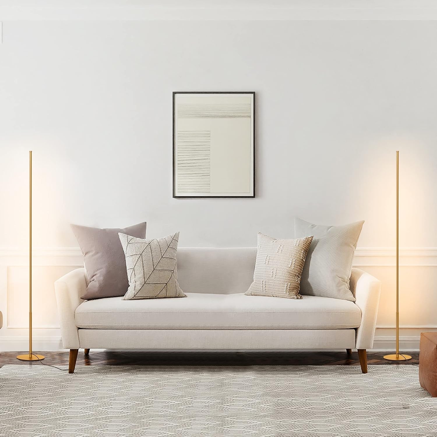 LED Floor Lamp Dimmable Corner Standing Light Minimalist Warm White Gold