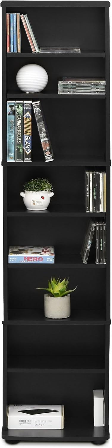 8 Tier CD DVD Storage Tower Adjustable Media Shelf Game Rack Espresso