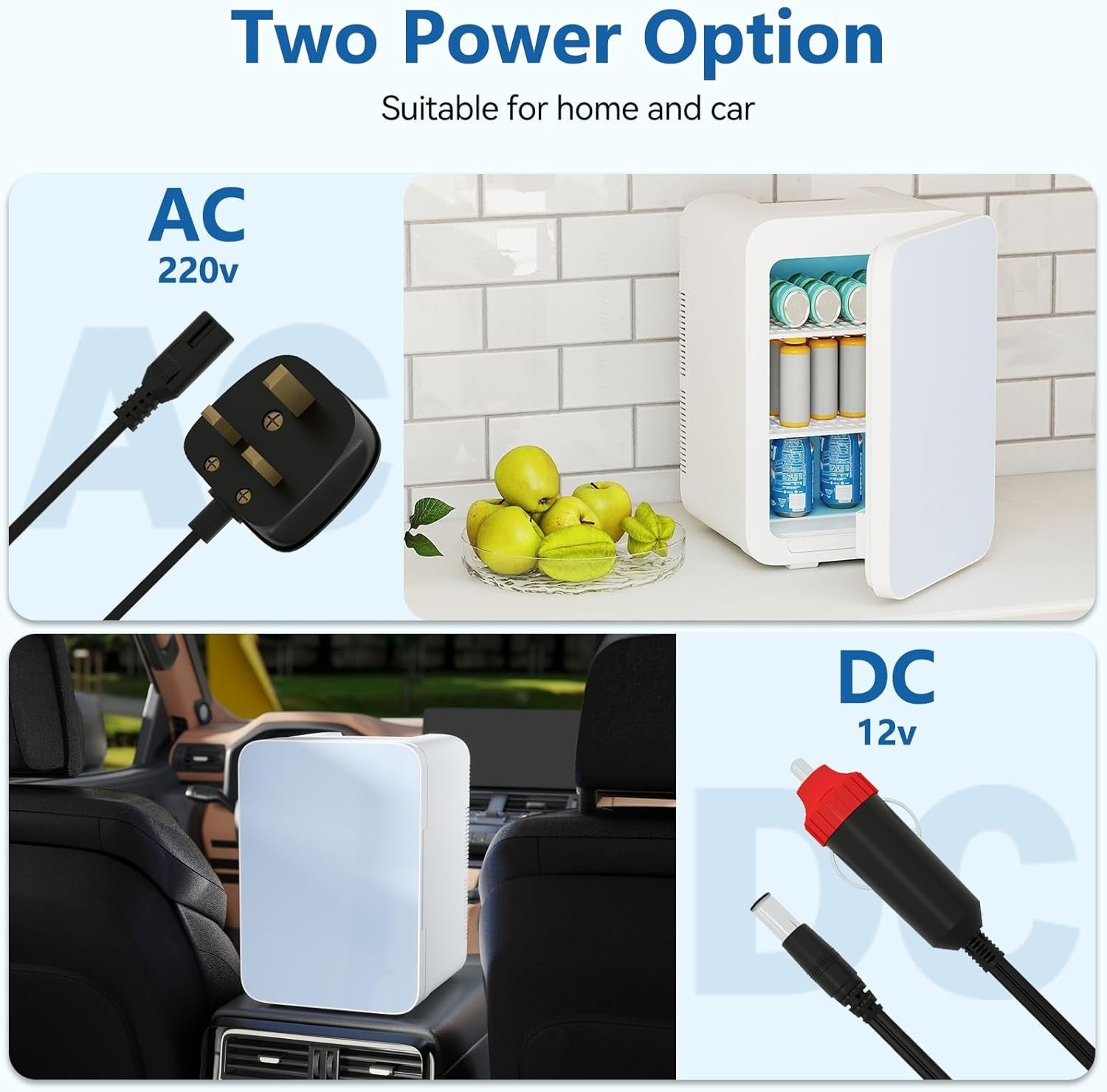 20L Mini Fridge Portable AC/DC Cooler Warmer Skincare Drinks White