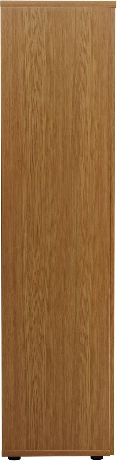 Tall Oak Lockable Office Cupboard 4 Shelf Storage Cabinet 180cm