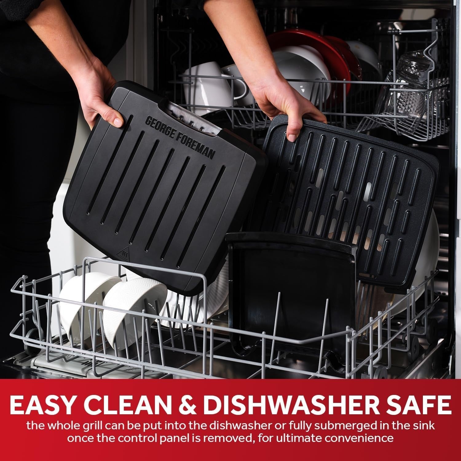 Medium Electric Grill Removable Plates Dishwasher Safe Energy Saving