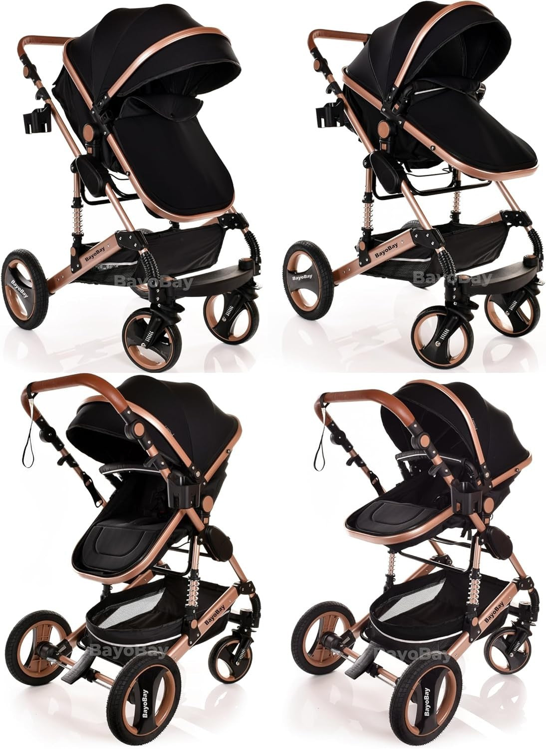 Luxury 3in1 Baby Travel Pram System Foldable Pushchair Car Seat 22kg