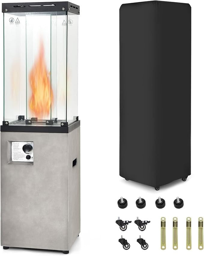 Outdoor Gas Patio Heater 41,000 BTU Adjustable Flame Waterproof Cover