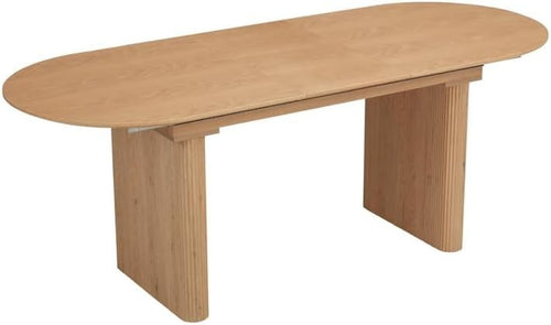 Extending Natural Wooden Dining Table 6 Seater Oval Modern Space Saving