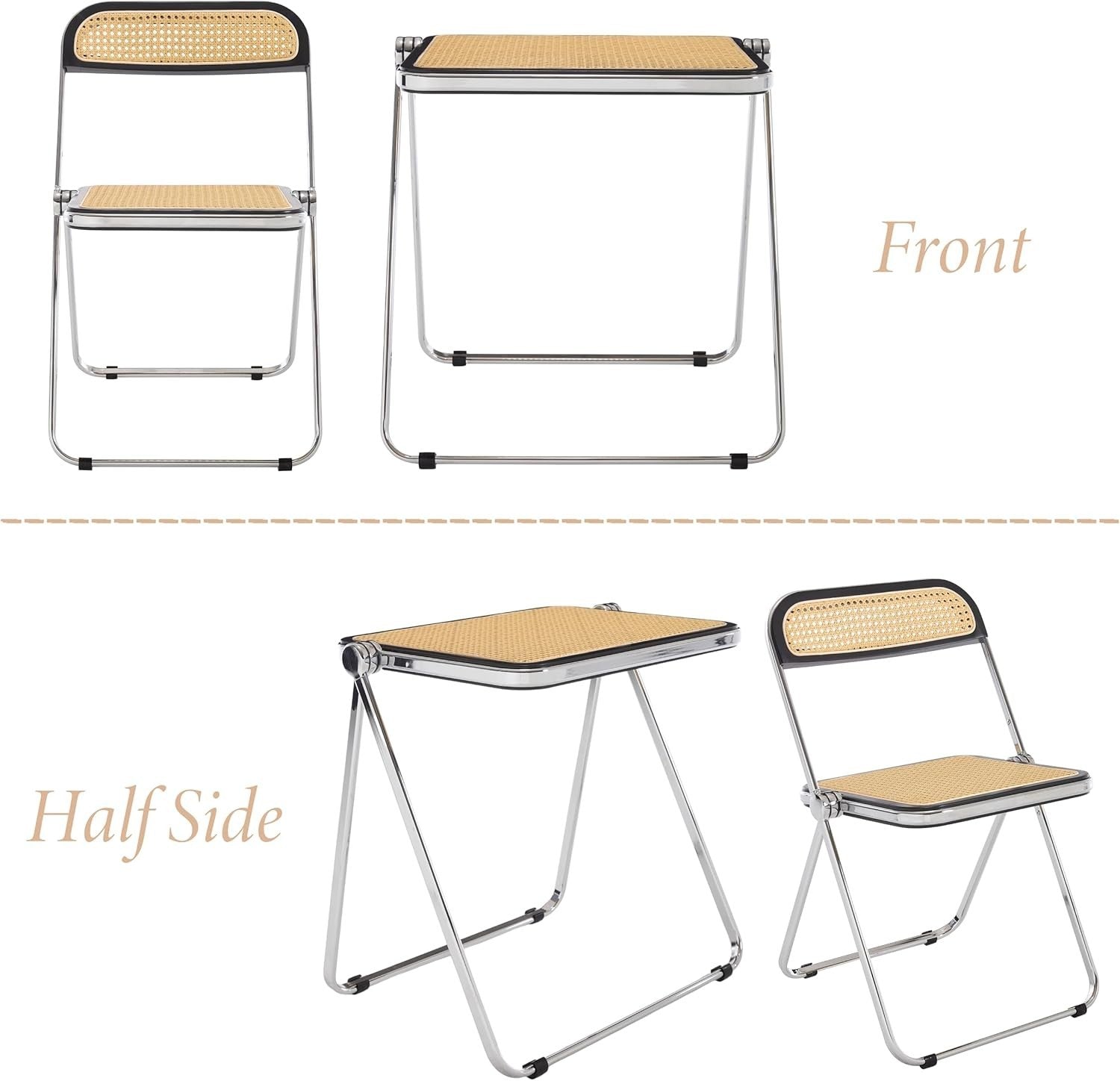 Foldable Rattan Table and Chair Set Space Saving Bistro Dining Set