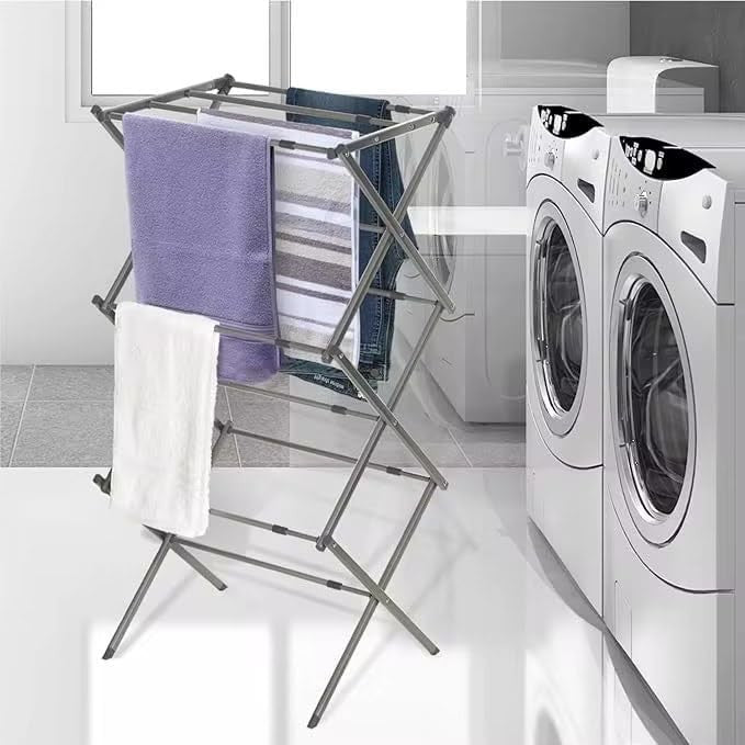 3 Tier Clothes Airer Drying Rack Foldable Adjustable Indoor Space Saving