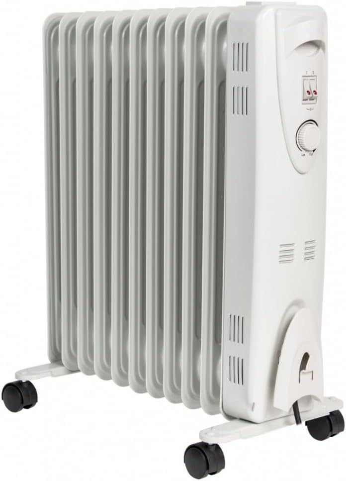 Portable Electric Oil Heater 2500W | Adjustable Thermostat, 3 Heat Settings