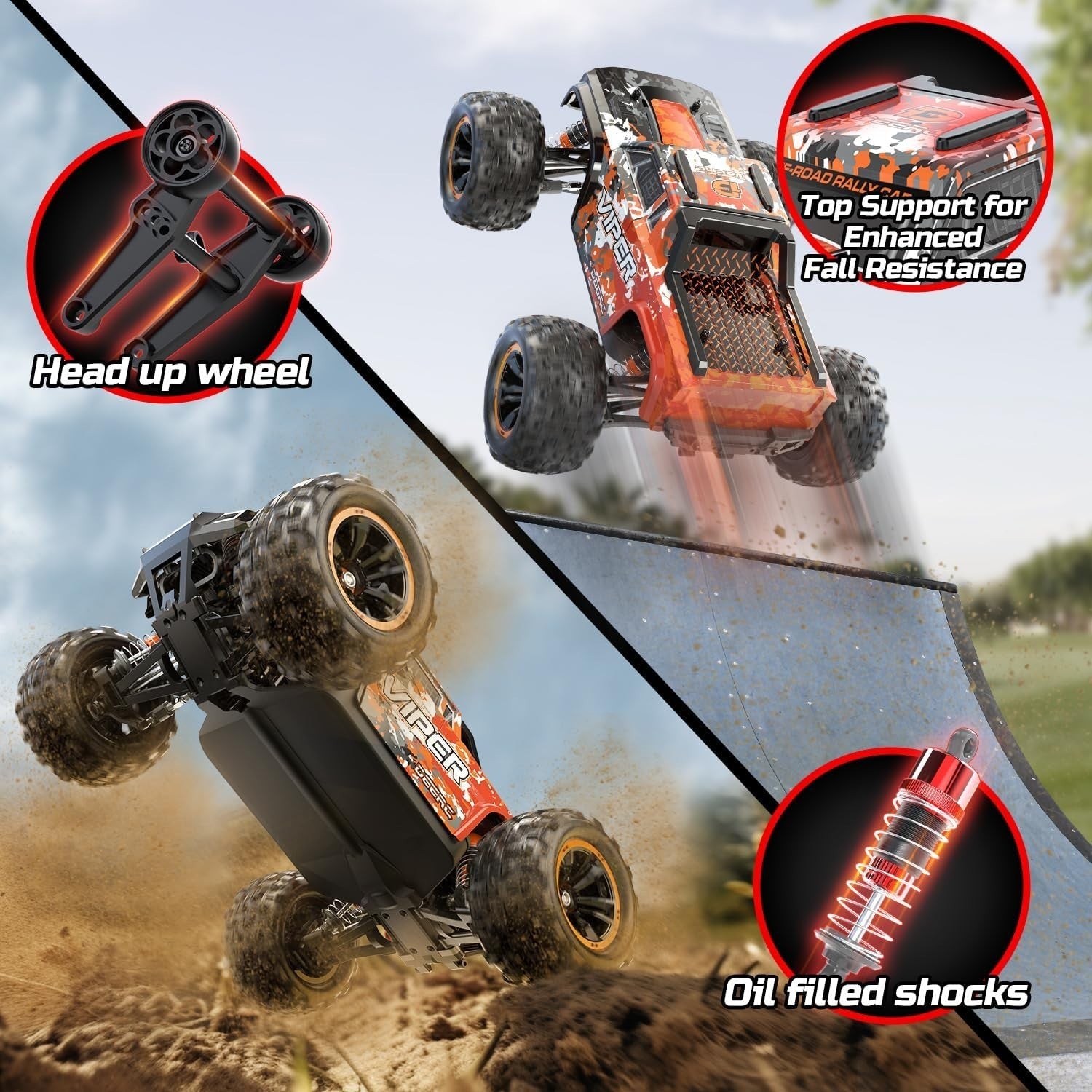 H16R 1:16 Brushless RC Car 52KM/H 4WD Monster Truck – High-Speed