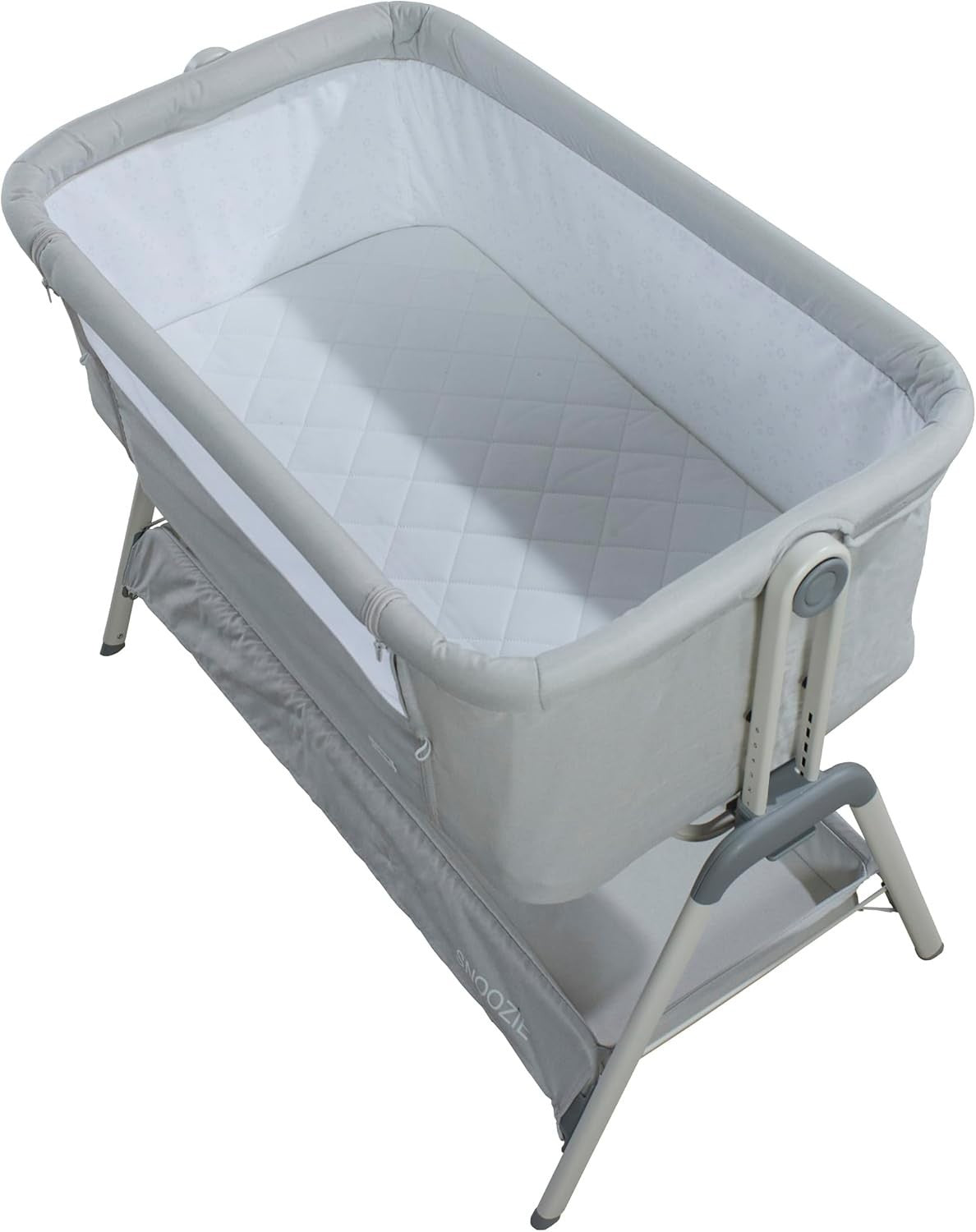Adjustable Bedside Crib with Mesh Panel & Storage Shelf Baby Co Sleeper Grey