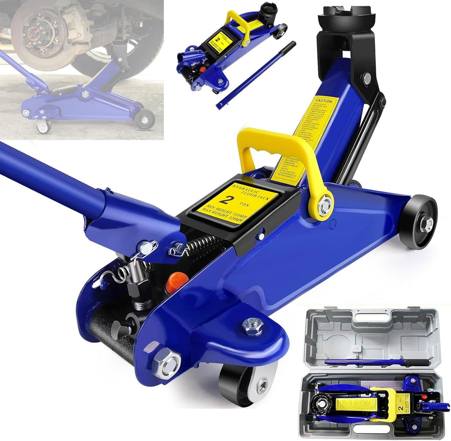 2 Ton Low Profile Steel Trolley Jack Heavy Duty 135–320mm Lift w/ Swivel Wheels