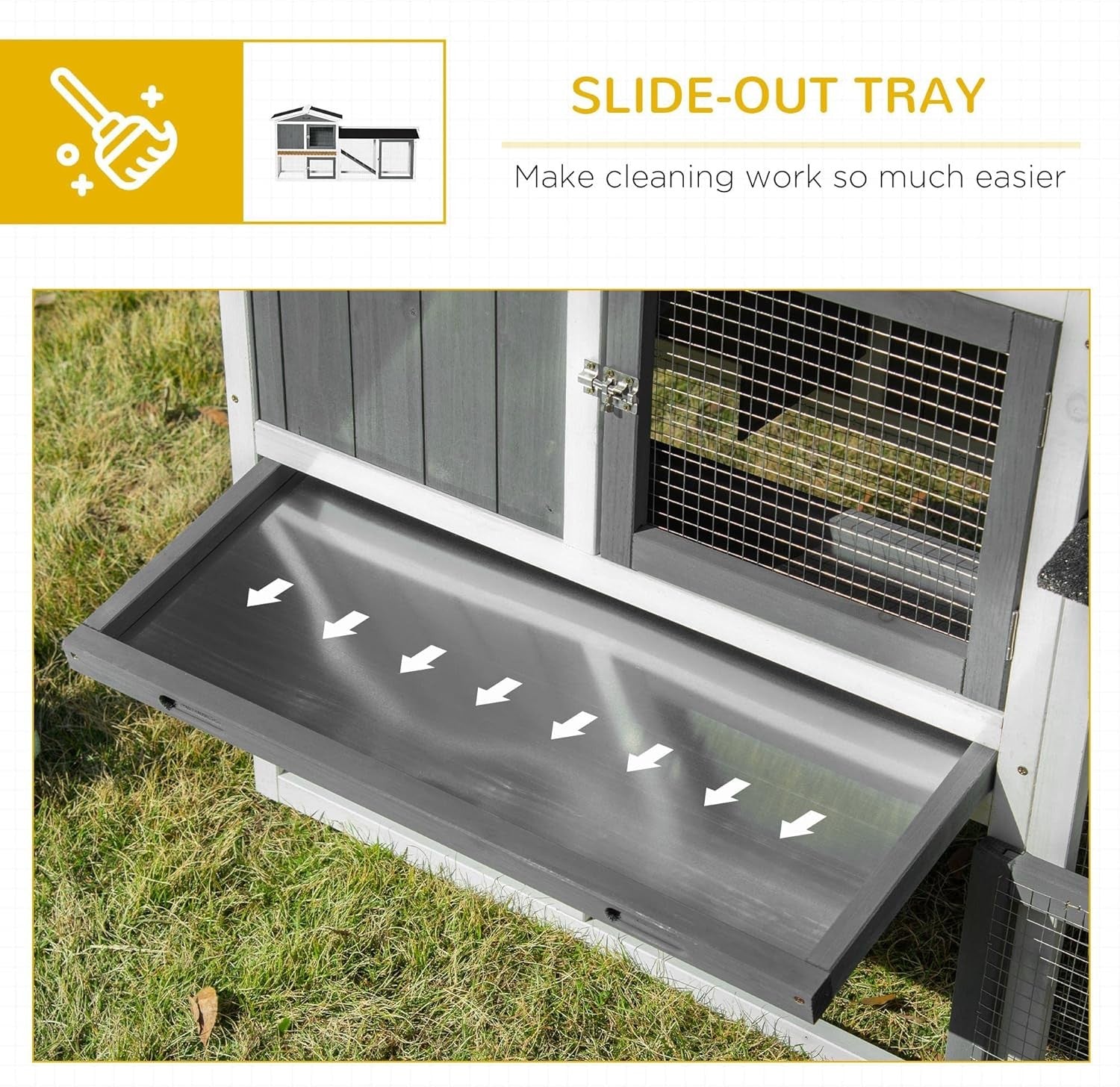 Large Two Tier Rabbit Hutch Outdoor Run Cage Ramp Slide Tray Weatherproof