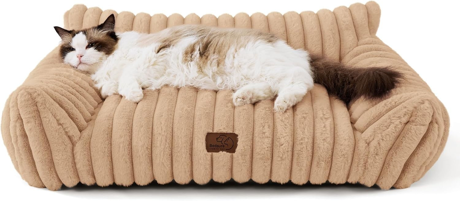 Washable Dog Sofa Bed Faux Fur Pet Couch 76cm Non Slip Removable Cover