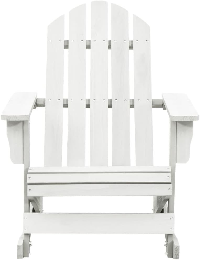 White Outdoor Wooden Rocking Chair, Durable, Easy Assembly, Weatherproof