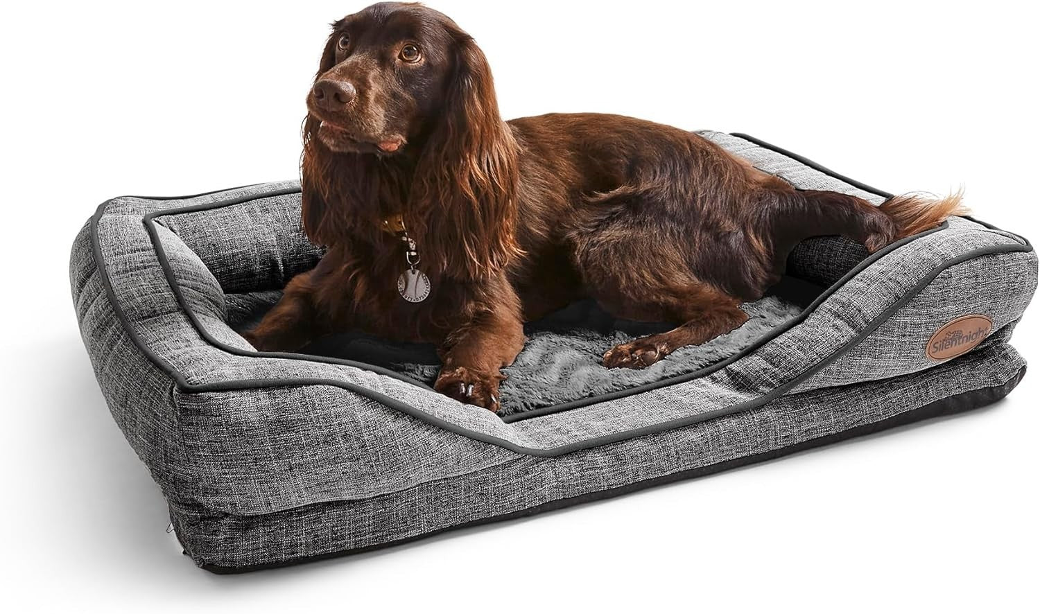 Medium Orthopedic Dog Bed 80x59cm Washable Non Slip Grey