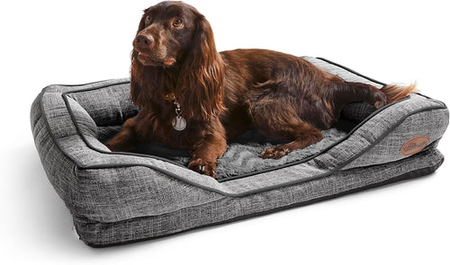 Medium Orthopedic Dog Bed 80x59cm Washable Non Slip Grey