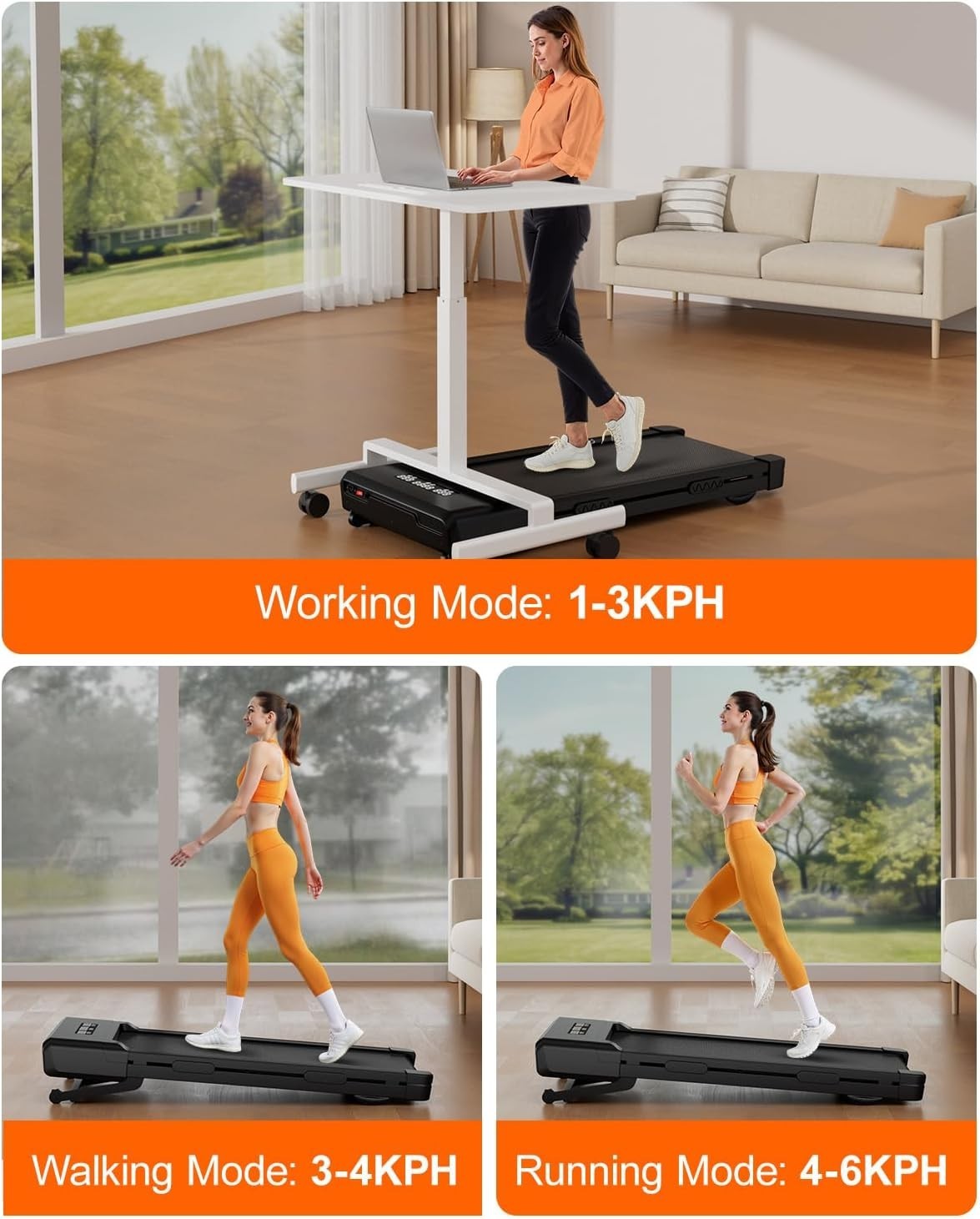 Under Desk Treadmill 3.0HP Walking Pad with Auto Incline & APP Control