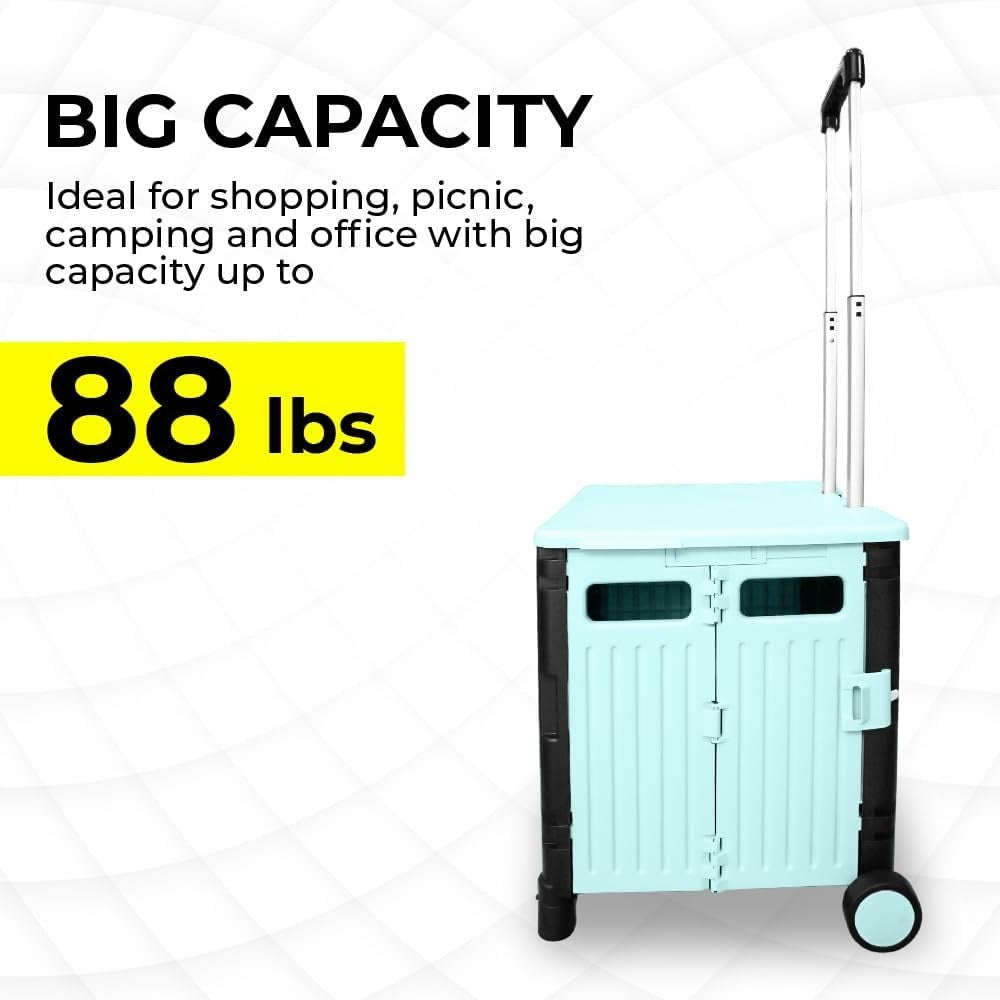 Lightweight 60L 4-Wheel Foldable Trolley for Groceries & Laundry