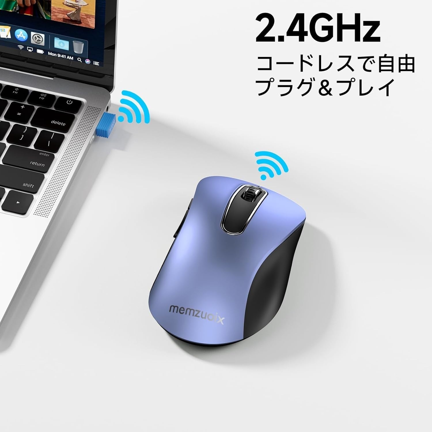 Navy Blue Wireless Mouse 1200 DPI USB 2.4G 5 Button Laptop