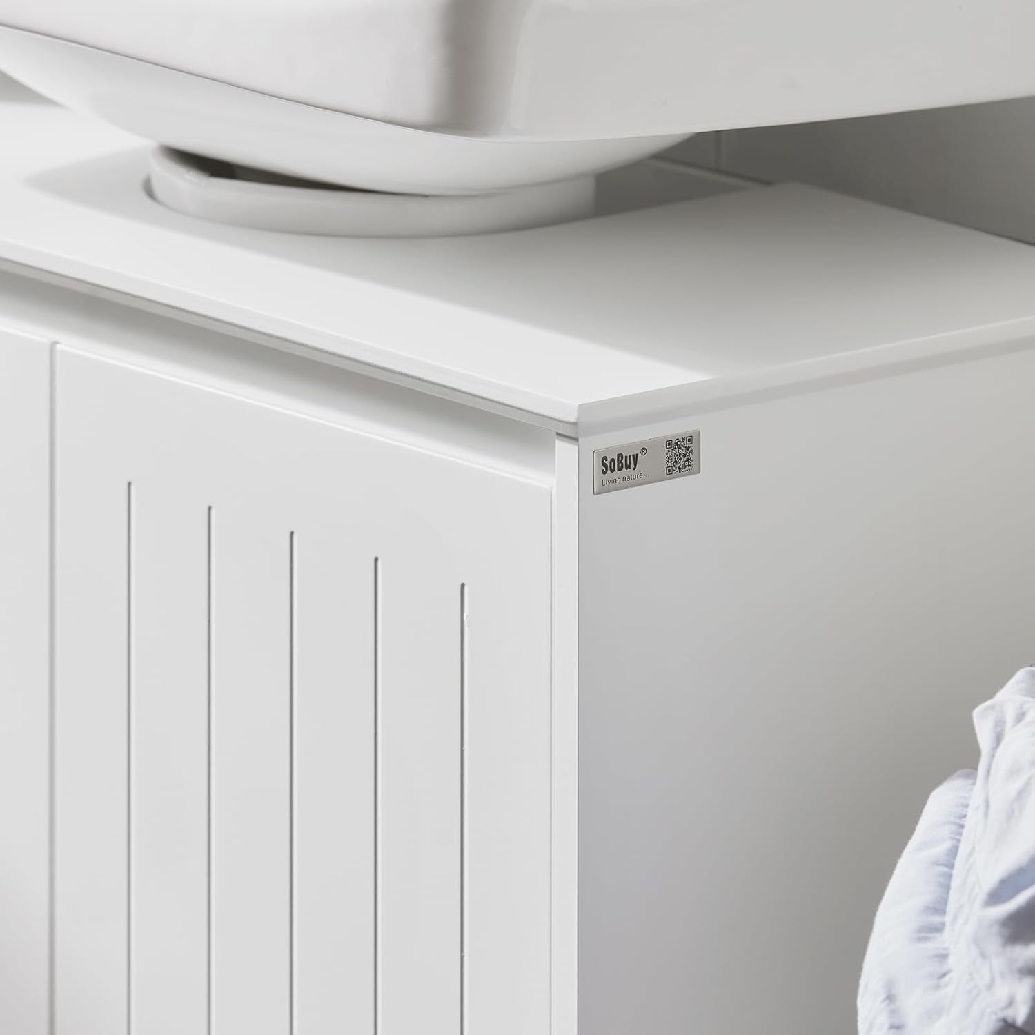 White Under Sink Bathroom Cabinet 2 Door Vanity Storage Unit for Pedestal Sinks